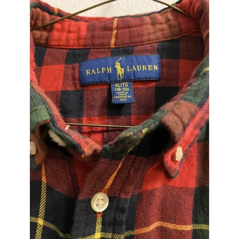 POLO RALPH LAUREN BOYS BUTTON UP FLANNEL XL 18-20 PERFECT CONDITION. NO FLAWS. - Picture 9 of 10